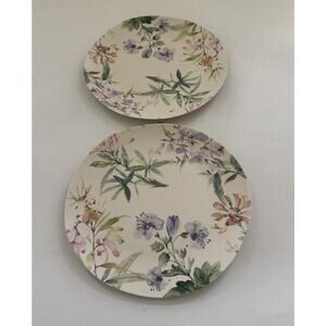 SET of 2 TarHong GARDEN BOTANICAL Melamine‎ 10 3/8" Dinner Plates Floral